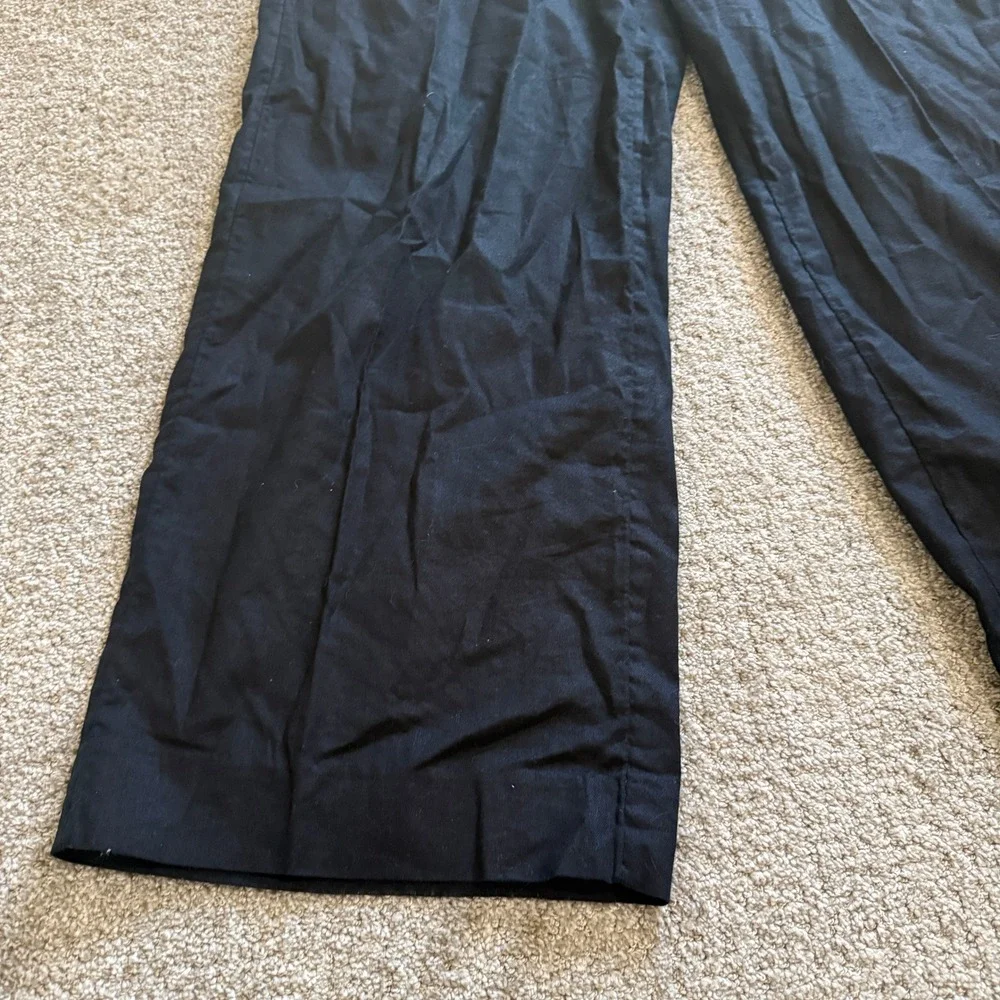 Banana Republic Hayden Wide-Leg Linen Blend Pull on Pants Black Medium Coastal